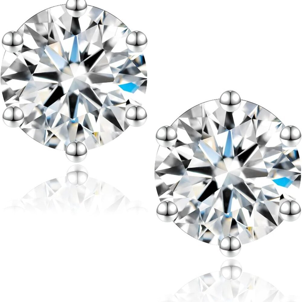 Moissanite Stud Earrings Sterling Silver D Color 2ct For Women